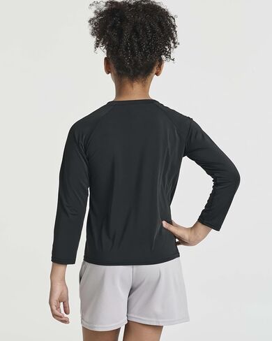 Real Essentials 4 Pack: Girls Long Sleeve Rash Guard Shirt - Swimwear UPF Sun Protection Swim Top (Ages 4-16) in Saudi Arabia