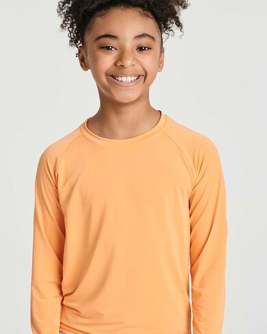 Real Essentials 4 Pack: Girls Long Sleeve Rash Guard Shirt - Swimwear UPF Sun Protection Swim Top (Ages 4-16) in Saudi Arabia