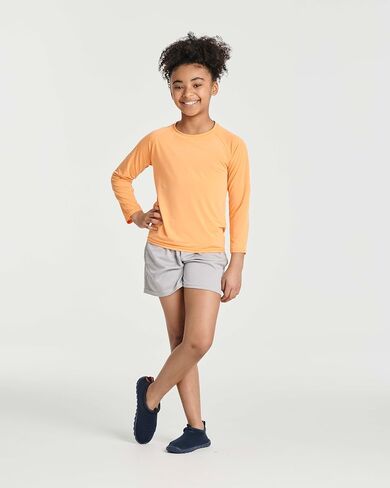 Real Essentials 4 Pack: Girls Long Sleeve Rash Guard Shirt - Swimwear UPF Sun Protection Swim Top (Ages 4-16) in Saudi Arabia