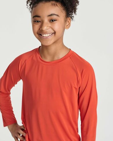 Real Essentials 4 Pack: Girls Long Sleeve Rash Guard Shirt - Swimwear UPF Sun Protection Swim Top (Ages 4-16) in Saudi Arabia