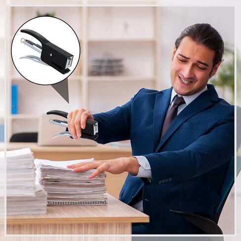 دباسة ثقيلة التحمل، دباسة مكتبية شديدة التحمل، دباسة يدوية، سعة 50 ورقة، كباسات مكتبية معدنية محمولة للمكتب المدرسي (فضي، 6 قطع) in Saudi Arabia