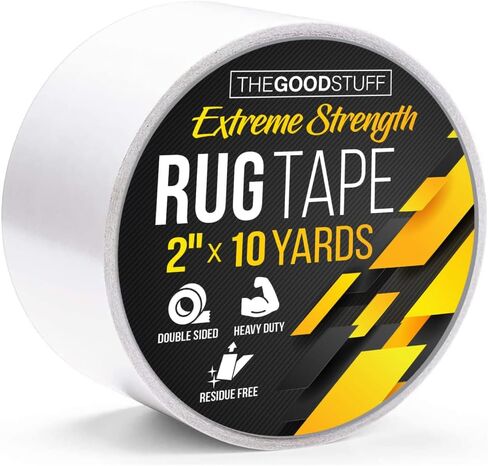 شريط سجاد مزدوج الجوانب من The Good Stuff عالي التحمل [2 بوصة × 10 ياردات] سجاد آمن للأرضيات الخشبية والصفائحية والسجاد مع شريط سجاد غير قابل للانزلاق للسجاد in Kuwait