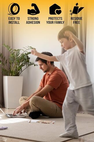 شريط سجاد مزدوج الجوانب من The Good Stuff عالي التحمل [2 بوصة × 10 ياردات] سجاد آمن للأرضيات الخشبية والصفائحية والسجاد مع شريط سجاد غير قابل للانزلاق للسجاد in Kuwait