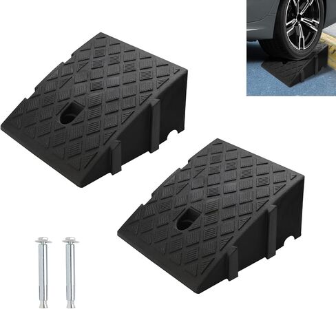 Curb Ramp, Heavy Duty Driveway Curb Ramp Shed Ramp Threshold Ramp, Portable Lightweight Rubber Curb Ramps for Cars, Wheelchairs, Bikes, Motorcycles (5.12") in Saudi Arabia