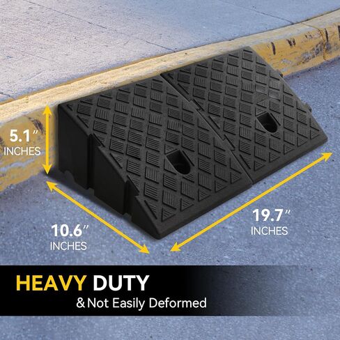 Curb Ramp, Heavy Duty Driveway Curb Ramp Shed Ramp Threshold Ramp, Portable Lightweight Rubber Curb Ramps for Cars, Wheelchairs, Bikes, Motorcycles (5.12") in Saudi Arabia