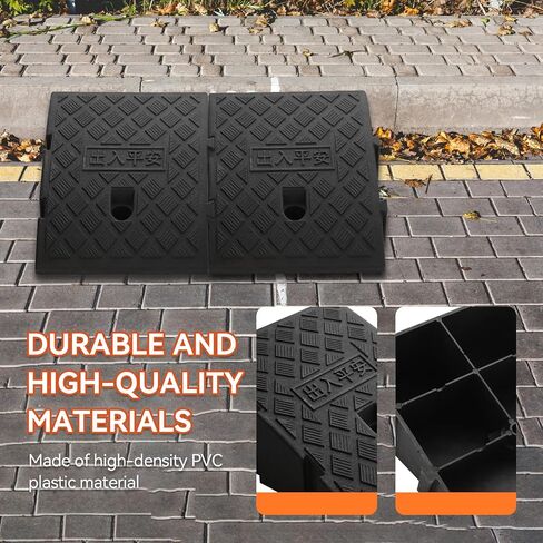Curb Ramp, Heavy Duty Driveway Curb Ramp Shed Ramp Threshold Ramp, Portable Lightweight Rubber Curb Ramps for Cars, Wheelchairs, Bikes, Motorcycles (5.12") in Saudi Arabia