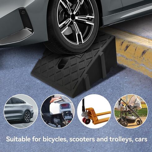 Curb Ramp, Heavy Duty Driveway Curb Ramp Shed Ramp Threshold Ramp, Portable Lightweight Rubber Curb Ramps for Cars, Wheelchairs, Bikes, Motorcycles (5.12") in Saudi Arabia