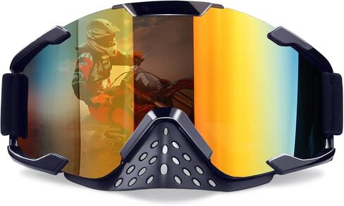 نظارات الدراجات النارية ATV Motocross Goggles Dirt Bike Racing Riding Goggles Off Road MX OTG Goggles Windproof Dustproof Ski Goggles نظارات السلامة الواقية (إطار أبيض أحمر + عدسات ملونة) in Saudi Arabia