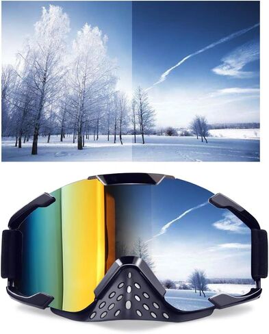نظارات الدراجات النارية ATV Motocross Goggles Dirt Bike Racing Riding Goggles Off Road MX OTG Goggles Windproof Dustproof Ski Goggles نظارات السلامة الواقية (إطار أبيض أحمر + عدسات ملونة) in Saudi Arabia