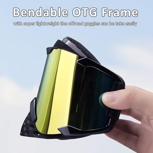 نظارات الدراجات النارية ATV Motocross Goggles Dirt Bike Racing Riding Goggles Off Road MX OTG Goggles Windproof Dustproof Ski Goggles نظارات السلامة الواقية (إطار أبيض أحمر + عدسات ملونة) in Saudi Arabia
