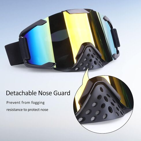 نظارات الدراجات النارية ATV Motocross Goggles Dirt Bike Racing Riding Goggles Off Road MX OTG Goggles Windproof Dustproof Ski Goggles نظارات السلامة الواقية (إطار أبيض أحمر + عدسات ملونة) in Saudi Arabia