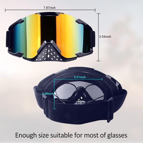 نظارات الدراجات النارية ATV Motocross Goggles Dirt Bike Racing Riding Goggles Off Road MX OTG Goggles Windproof Dustproof Ski Goggles نظارات السلامة الواقية (إطار أبيض أحمر + عدسات ملونة) in Saudi Arabia