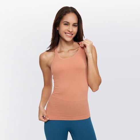 Yoga Racerback Tank Top for Women with Built in Bra,Women's Padded Sports Bra Fitness Workout Running Shirts in Saudi Arabia