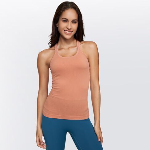 Yoga Racerback Tank Top for Women with Built in Bra,Women's Padded Sports Bra Fitness Workout Running Shirts in Saudi Arabia