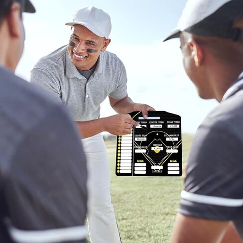 Geyee 34 Pcs Magnetic Baseball Lineup Board for Coach, Erases Easily Magnetic Dugout Board Softball Coaching Board with 30 Lineup Cards 2 Snap Hooks and Marker Pen in Saudi Arabia