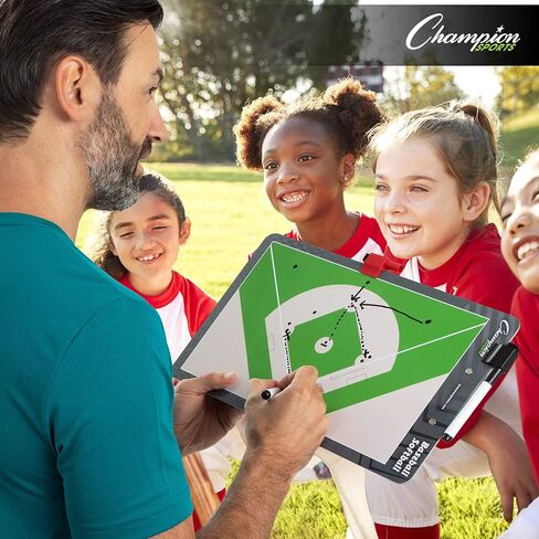 Champion Sports Large & XL Dry Erase Board For Coaching - Whiteboards for Strategizing, Techniques, Plays - 2-Sided Boards with Front Side Full Field - Backside Half Field and Lineup in Kuwait