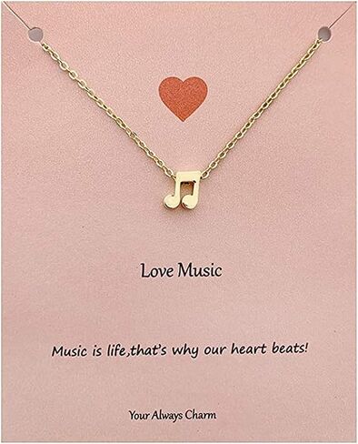 Music Note Necklace for Women Music Festival Outfits Women Music Lovers Gifts for Women With Meaning Card in Kuwait