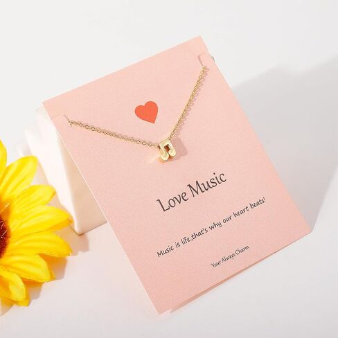 Music Note Necklace for Women Music Festival Outfits Women Music Lovers Gifts for Women With Meaning Card in Kuwait