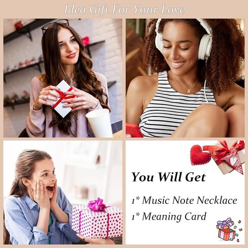 Music Note Necklace for Women Music Festival Outfits Women Music Lovers Gifts for Women With Meaning Card in Kuwait