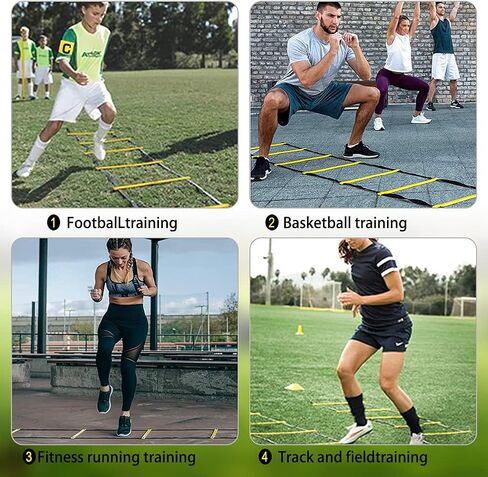 مجموعة تدريب خفة الحركة وسرعة كرة القدم من هوتولم، سلم خفة الحركة، 12 مخروطًا رياضيًا ومدرب ركل كرة القدم، معدات تدريب كرة القدم ومثاقب عمل القدم للأطفال والكبار in Kuwait