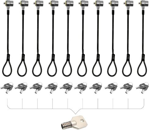 Laptop Cable Lock - 6.7Ft Security Cable with Adhesive Anchors - Compatible for Tablets, Laptops, iMac & Other Devices - 3 Keys (Keyed Different) in Kuwait