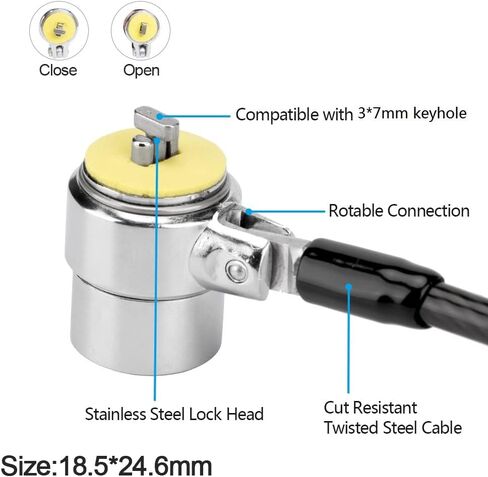 Laptop Cable Lock - 6.7Ft Security Cable with Adhesive Anchors - Compatible for Tablets, Laptops, iMac & Other Devices - 3 Keys (Keyed Different) in Kuwait