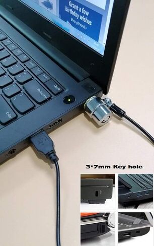 Laptop Cable Lock - 6.7Ft Security Cable with Adhesive Anchors - Compatible for Tablets, Laptops, iMac & Other Devices - 3 Keys (Keyed Different) in Kuwait
