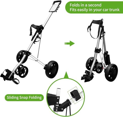 JJM Push-Pull Golf Cart, 4 Wheels Smooth and Lightweight Aluminum Alloy Folding Golf Cart for Standard Golf Bag in Kuwait