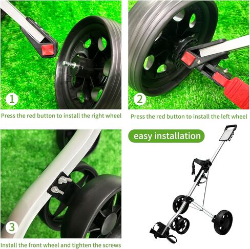 JJM Push-Pull Golf Cart, 4 Wheels Smooth and Lightweight Aluminum Alloy Folding Golf Cart for Standard Golf Bag in Kuwait