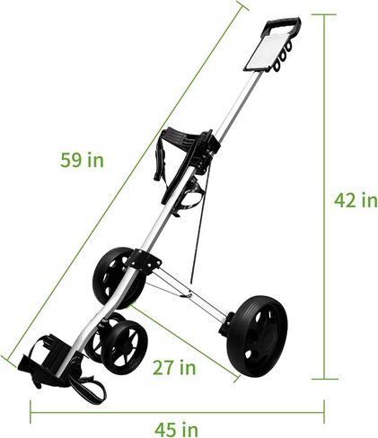 JJM Push-Pull Golf Cart, 4 Wheels Smooth and Lightweight Aluminum Alloy Folding Golf Cart for Standard Golf Bag in Kuwait