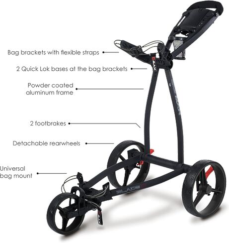 عربة دفع الجولف Big Max Blade IP: 3 عجلات قابلة للطي، خفيفة الوزن للغاية، تقنية قابلة للطي بشكل مسطح، تصميم متين وبسيط، لوحة تنظيم ذكية مع مساحة تخزين كبيرة لملحقات الجولف in Kuwait