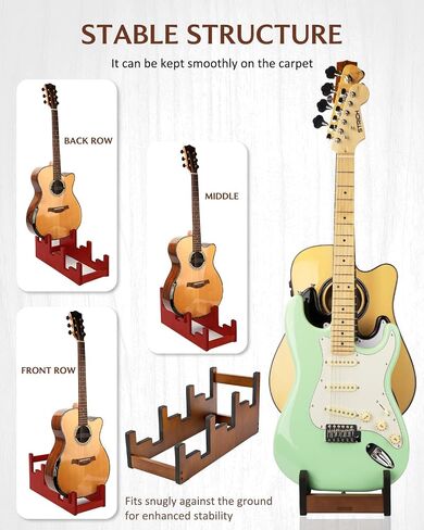 Multi Guitar Stand, 3-Holder, Space-Saving, Front Display Floor Guitar Rack, Padded Multiple Guitars Stand for Home, Studio, GS-3 (Generic) in Saudi Arabia