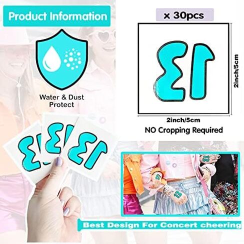 30 Pcs Concert Merch,13 Temporary Tattoo,13 Tattoo, Hand tattoo, Star Temporary Tattoos, Concert Accessories for Singer Gifts in Saudi Arabia