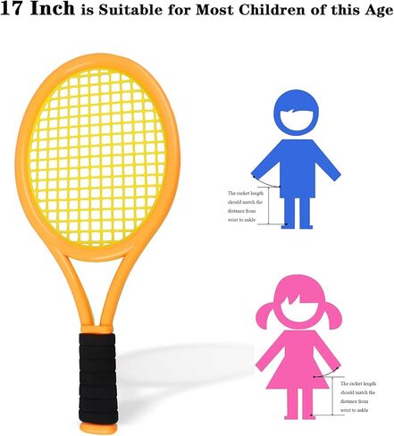 مجموعة مضارب تنس للأطفال، مضرب 17 بوصة مع 3 كرات ناعمة، وكرة تنس واحدة و4 كرات تنس الريشة للرياضات الداخلية والخارجية للأطفال الصغار in Kuwait