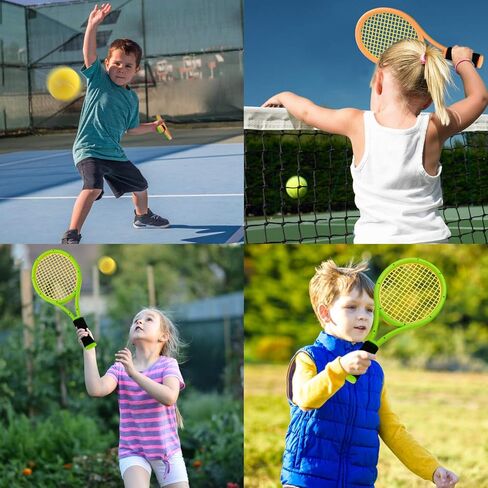 مجموعة مضارب تنس للأطفال، مضرب 17 بوصة مع 3 كرات ناعمة، وكرة تنس واحدة و4 كرات تنس الريشة للرياضات الداخلية والخارجية للأطفال الصغار in Kuwait