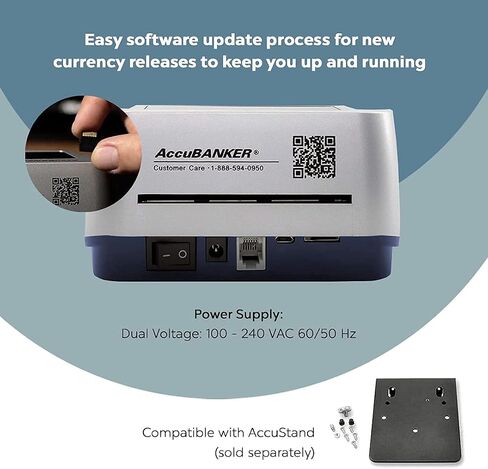 كاشف العملات المزيفة من AccuBANKER D470 Quadscan بأربعة اتجاهات مع الأشعة فوق البنفسجية، MG، IR، WM، الصورة، الطول، الطيف 7 نقاط - بطارية اختيارية للاستخدام المحمول (بدون بطارية) in Kuwait