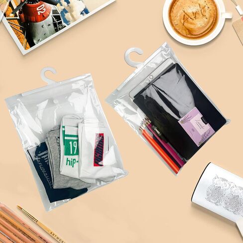 Hanging Storage Bags with Hanger,13" X11" Large Hook Hang-Up Clear Plastic Bags,Book Pouch School Supply Kit Classroom Organization for Classroom Library School Supplies Home Pharmacy Use (30) in Saudi Arabia
