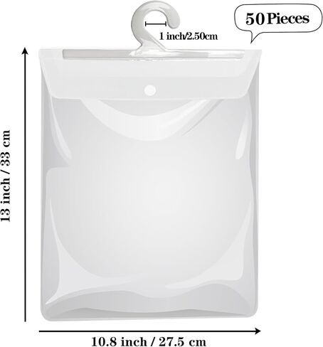 Hanging Storage Bags with Hanger,13" X11" Large Hook Hang-Up Clear Plastic Bags,Book Pouch School Supply Kit Classroom Organization for Classroom Library School Supplies Home Pharmacy Use (30) in Saudi Arabia