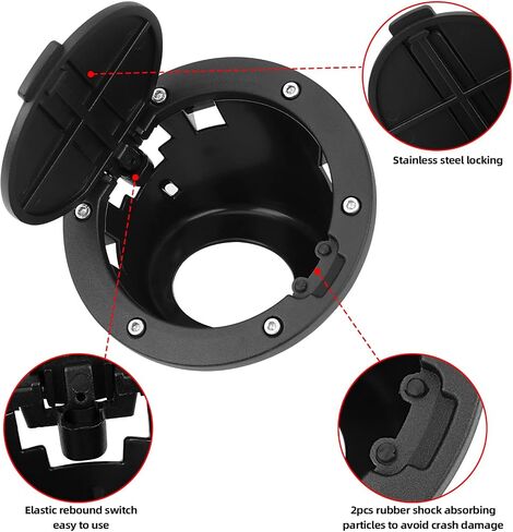 غطاء باب حشو الوقود غطاء غطاء غاز أسود متوافق مع Jeep Wrangler 2007-2017 JK & Unlimited 2 باب و4 أبواب + ملصقات علم الولايات المتحدة ملحقات القضبان المتقاطعة، ملحقات الألومنيوم + ABS in Kuwait