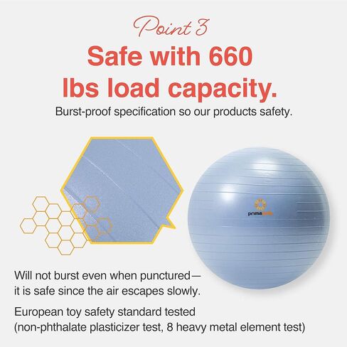 PRIMASOLE Exercise Ball Anti-Burst Pregnancy Yoga Ball for Balance Stability Fitness Workout Core Strength at Home & Office in Kuwait