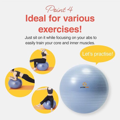 PRIMASOLE Exercise Ball Anti-Burst Pregnancy Yoga Ball for Balance Stability Fitness Workout Core Strength at Home & Office in Kuwait