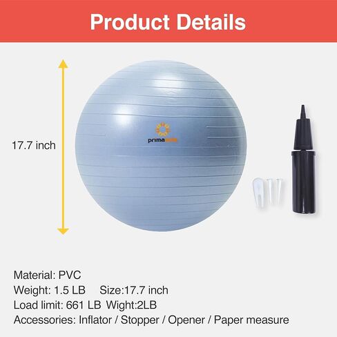 PRIMASOLE Exercise Ball Anti-Burst Pregnancy Yoga Ball for Balance Stability Fitness Workout Core Strength at Home & Office in Kuwait