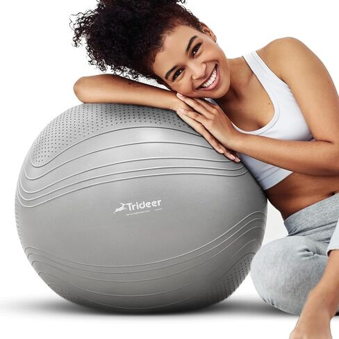 Trideer Exercise Ball Stability Ball - Non-Slip Bumps & Lines Yoga Ball, Anti-Burst Swiss Ball for Fitness, Balance, Gym and Physical Therapy, Home Workout Equipment or Office Ball Chair in Kuwait