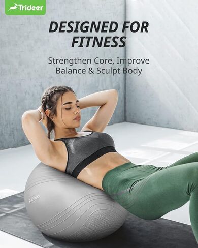 Trideer Exercise Ball Stability Ball - Non-Slip Bumps & Lines Yoga Ball, Anti-Burst Swiss Ball for Fitness, Balance, Gym and Physical Therapy, Home Workout Equipment or Office Ball Chair in Kuwait