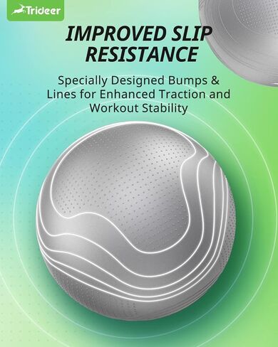 Trideer Exercise Ball Stability Ball - Non-Slip Bumps & Lines Yoga Ball, Anti-Burst Swiss Ball for Fitness, Balance, Gym and Physical Therapy, Home Workout Equipment or Office Ball Chair in Kuwait