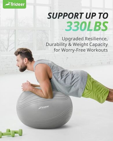 Trideer Exercise Ball Stability Ball - Non-Slip Bumps & Lines Yoga Ball, Anti-Burst Swiss Ball for Fitness, Balance, Gym and Physical Therapy, Home Workout Equipment or Office Ball Chair in Kuwait