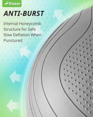 Trideer Exercise Ball Stability Ball - Non-Slip Bumps & Lines Yoga Ball, Anti-Burst Swiss Ball for Fitness, Balance, Gym and Physical Therapy, Home Workout Equipment or Office Ball Chair in Kuwait