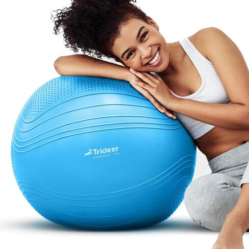 Trideer Exercise Ball Stability Ball - Non-Slip Bumps & Lines Yoga Ball, Anti-Burst Swiss Ball for Fitness, Balance, Gym and Physical Therapy, Home Workout Equipment or Office Ball Chair in Saudi Arabia