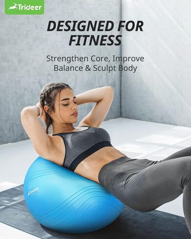 Trideer Exercise Ball Stability Ball - Non-Slip Bumps & Lines Yoga Ball, Anti-Burst Swiss Ball for Fitness, Balance, Gym and Physical Therapy, Home Workout Equipment or Office Ball Chair in Saudi Arabia