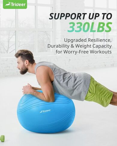 Trideer Exercise Ball Stability Ball - Non-Slip Bumps & Lines Yoga Ball, Anti-Burst Swiss Ball for Fitness, Balance, Gym and Physical Therapy, Home Workout Equipment or Office Ball Chair in Saudi Arabia